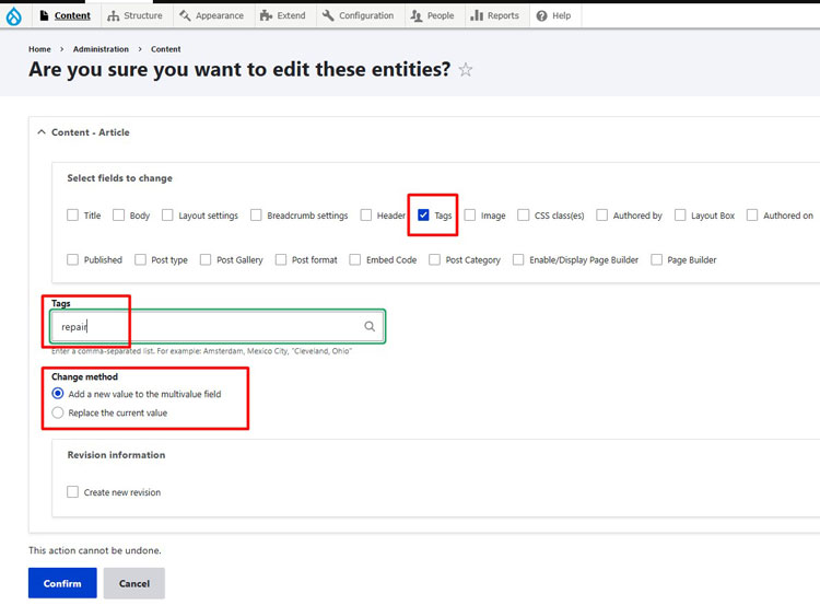 Drupal how to bulk update content fields simultaneously with the same
