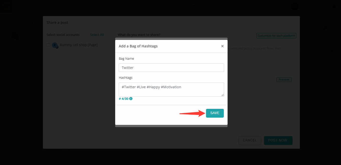How to use Bags of Hashtags in RecurPost?