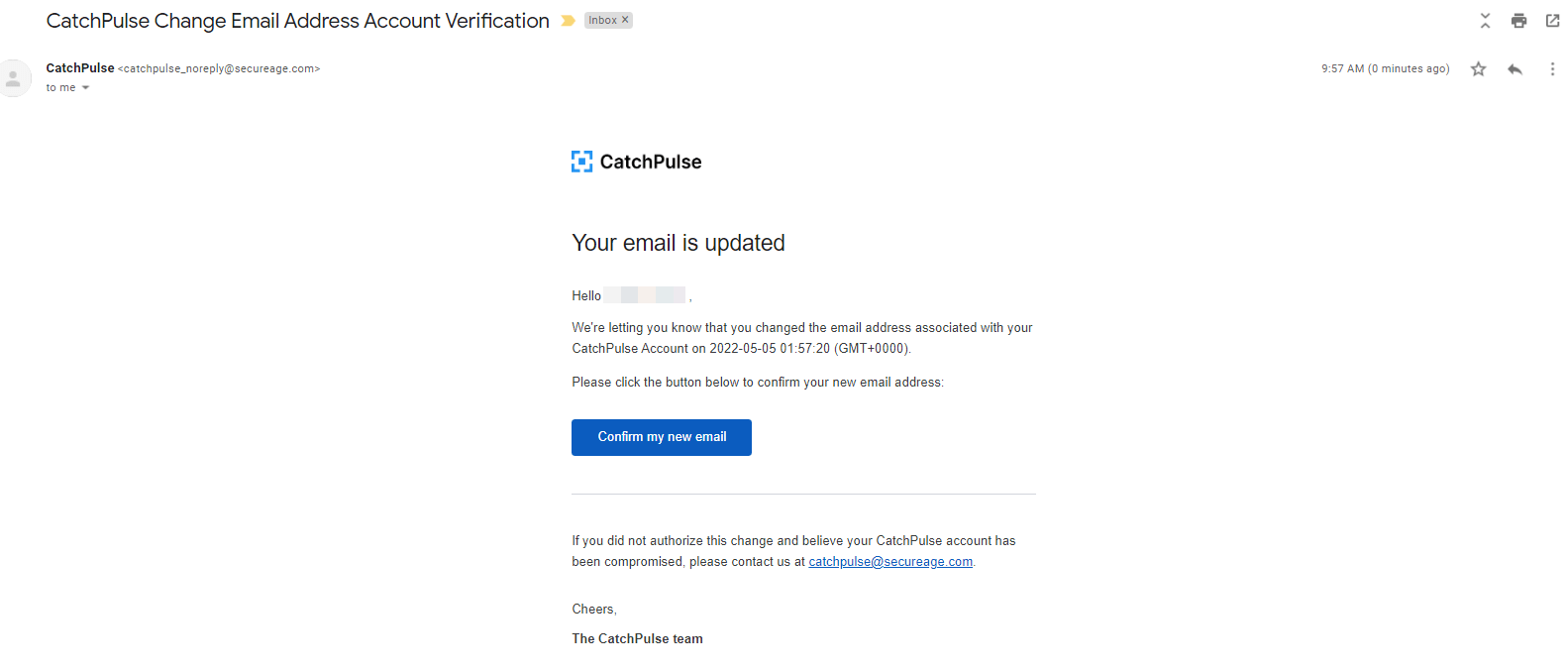 Changing the email address for my CatchPulse account