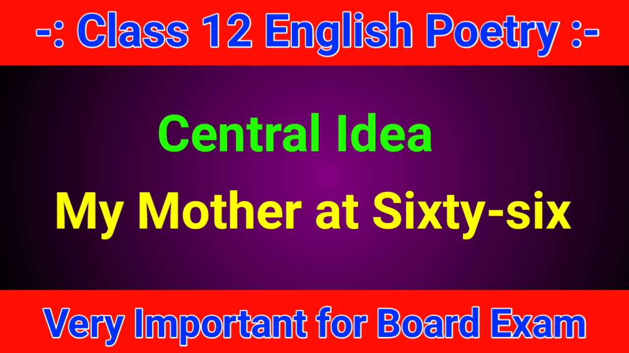 My Mother at Sixty six central idea