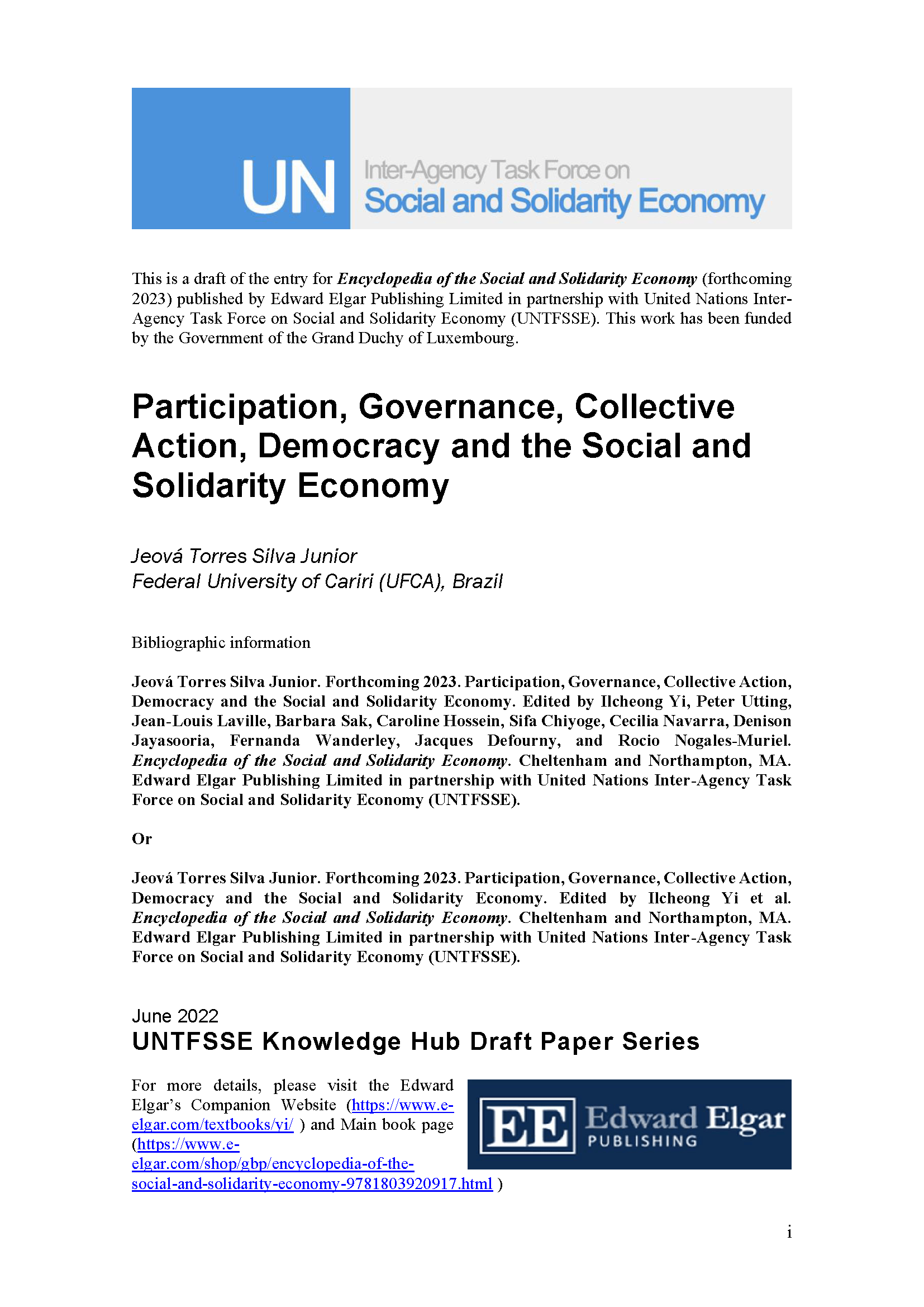 Participation, Governance, Collective Action, Democracy and the Social