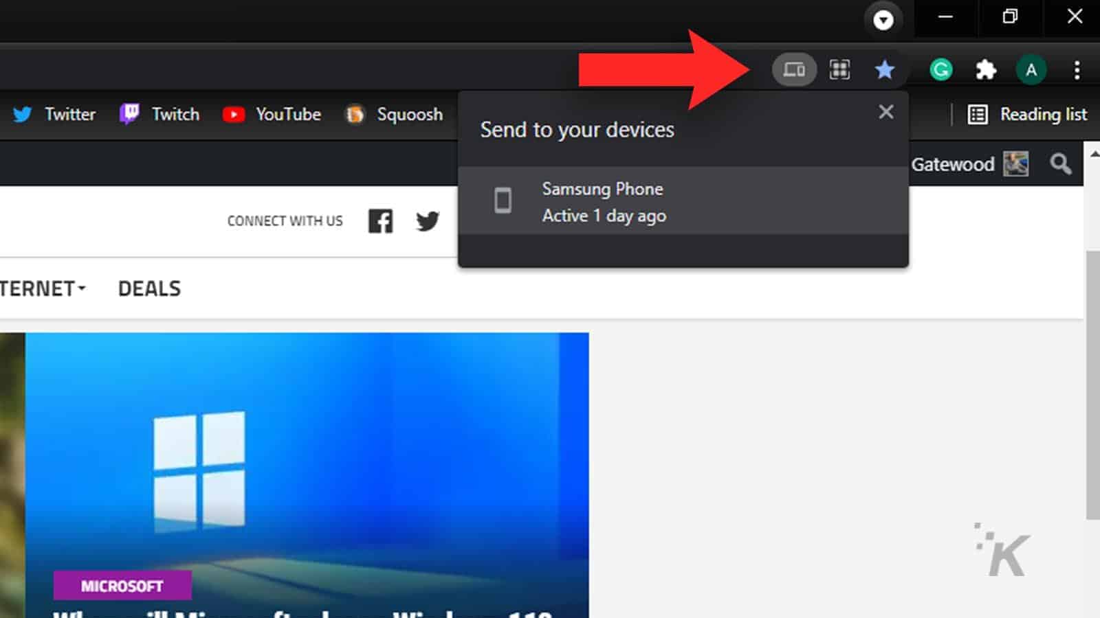 How to share Google Chrome tabs between devices