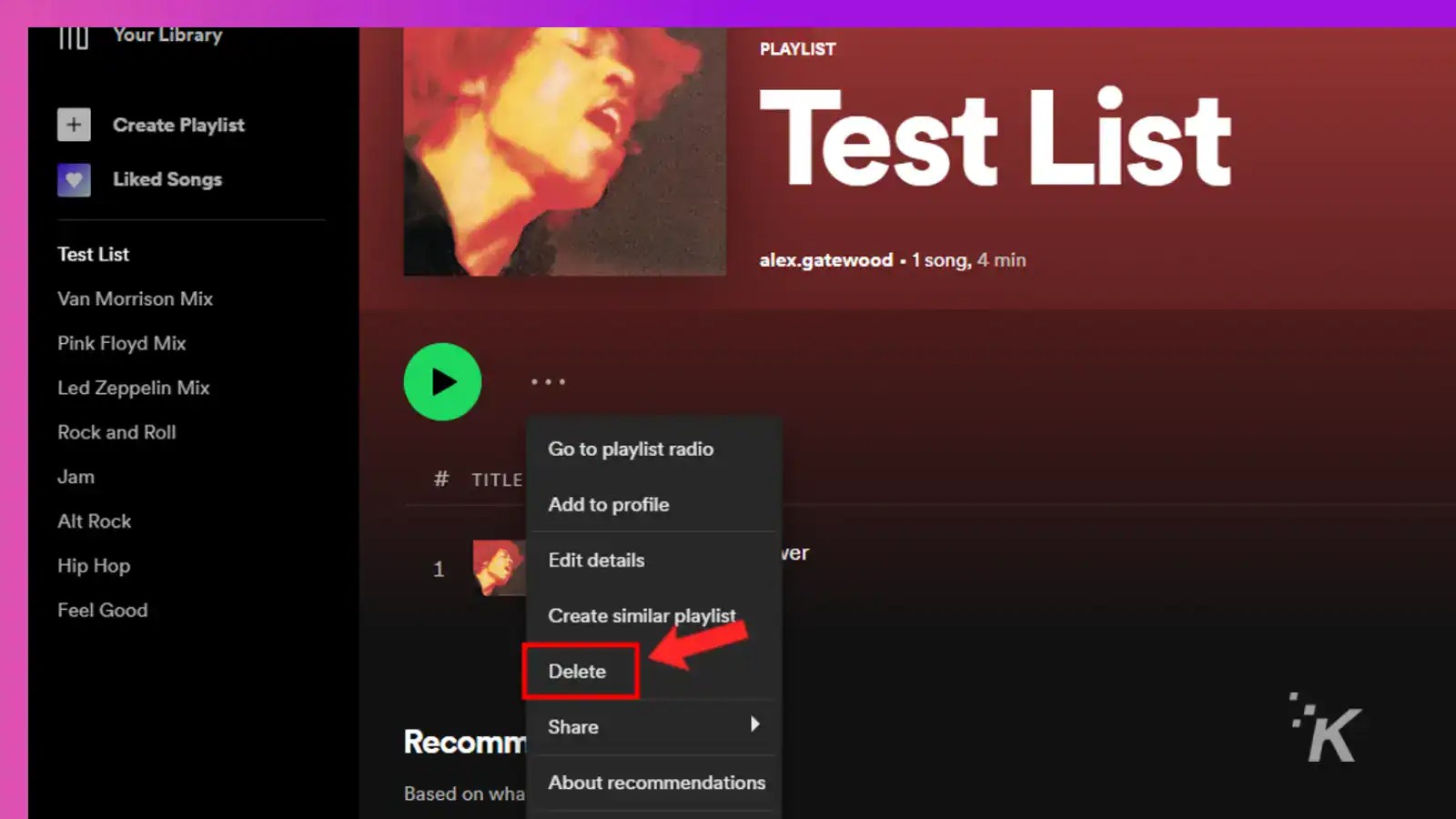 How to delete a playlist on Spotify