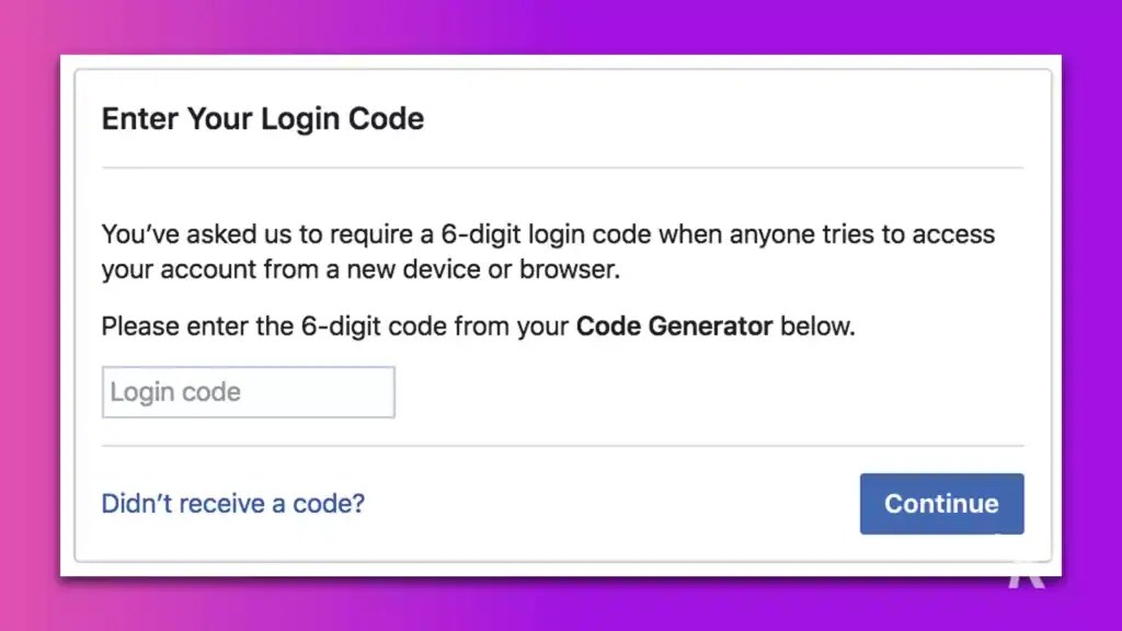 How to log into Facebook if you lost access to Code Generator