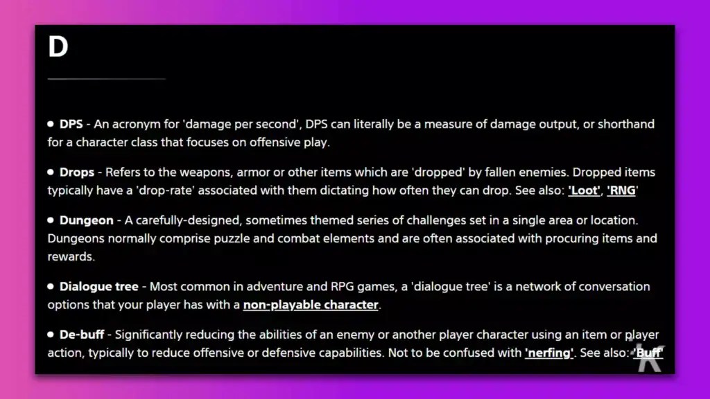 PlayStation released a handy dictionary of gaming terms
