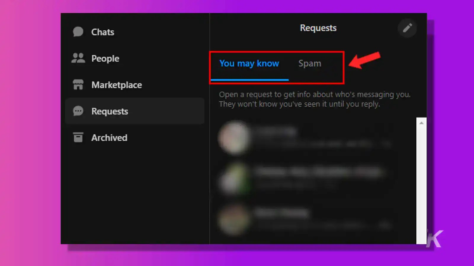 How to check Facebook Messenger message requests