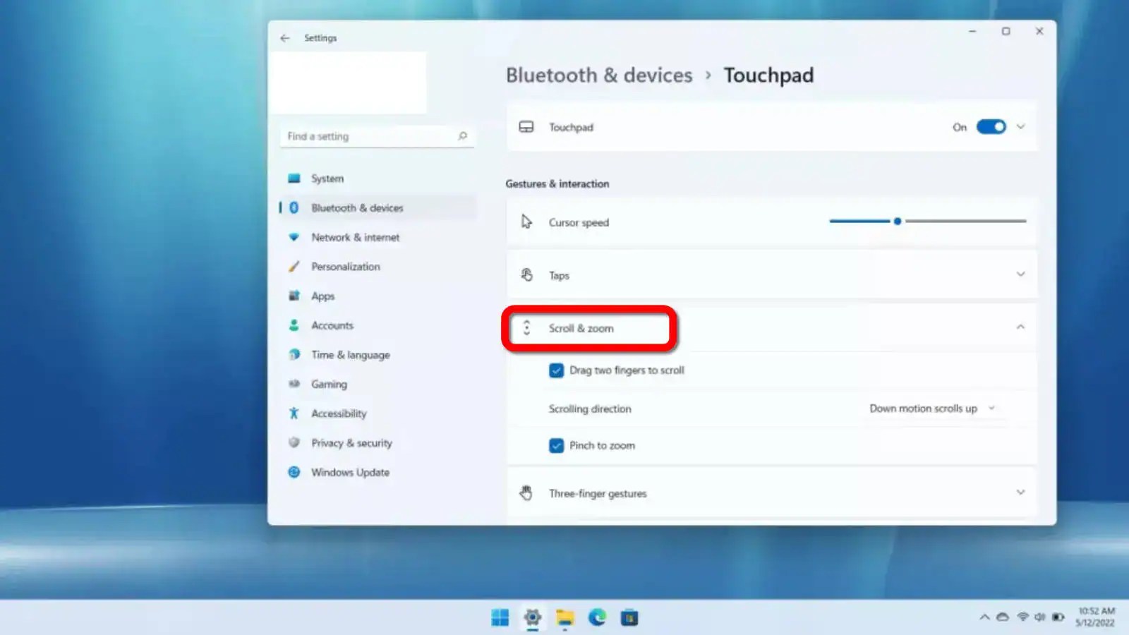 How to change the scroll direction in Windows 11