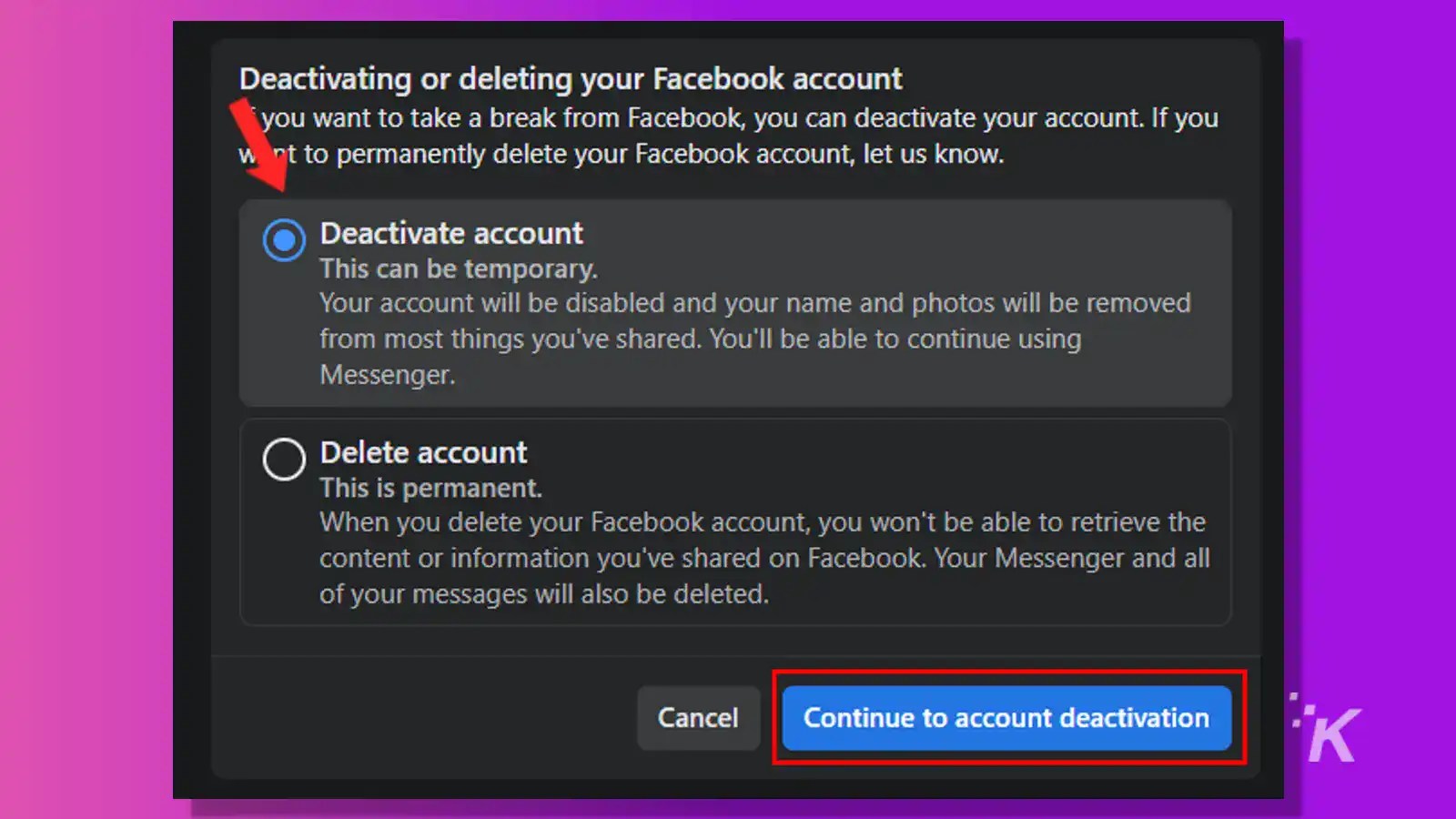 How to deactivate your Facebook account KnowTechie