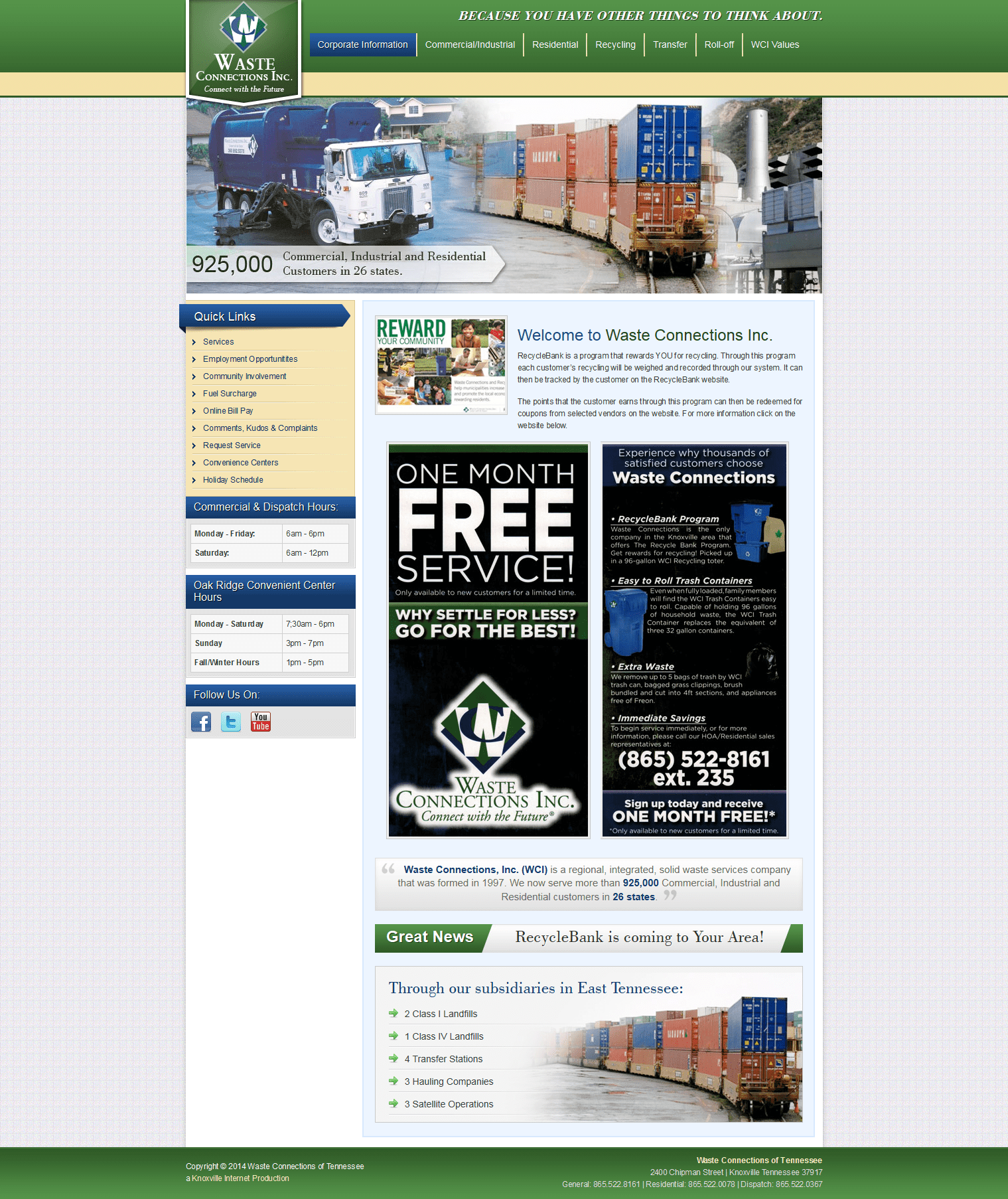 Waste Connections of Tennessee  Design Knoxweb