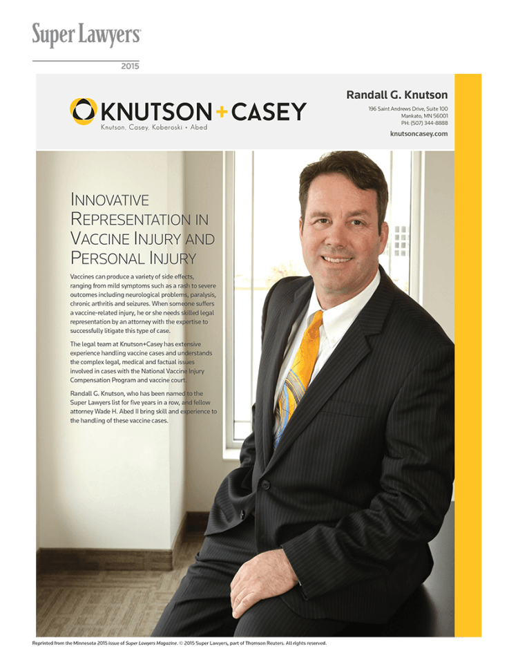 Randy Knutson is a 2015 Thomson Reuters Super Lawyer