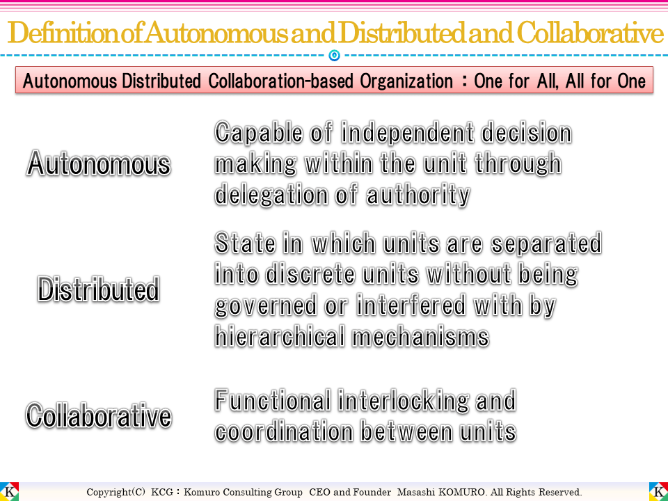Definition of Autonomous and Distributed and Collaborative｜Komuro