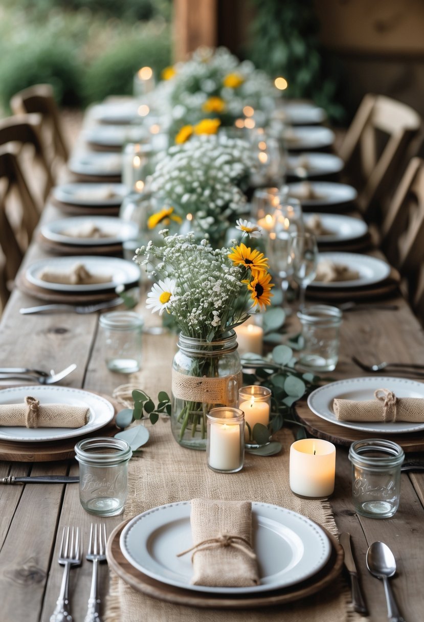 25 Rustic Cheap Wedding Table Decoration Ideas for Budget-Friendly Charm