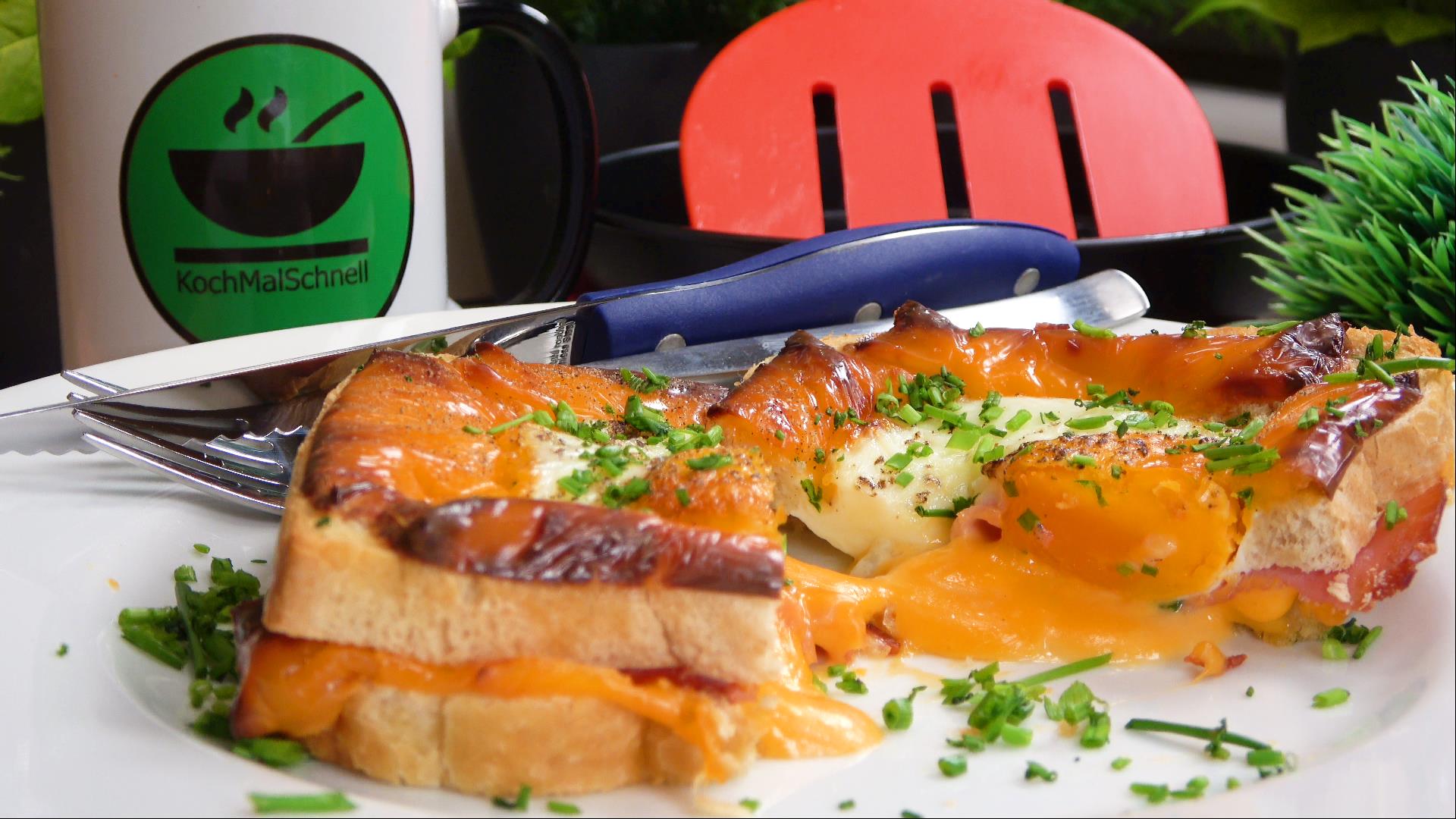 KäseToast mit Spiegelei 🍳im Ninja Foodi Grill KochMalSchnell