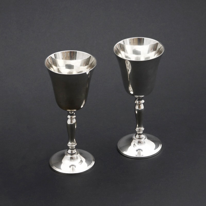 A Pair of Heavy Silver Plated Wine Goblets Hallmarked NA » KodeStore.co.uk