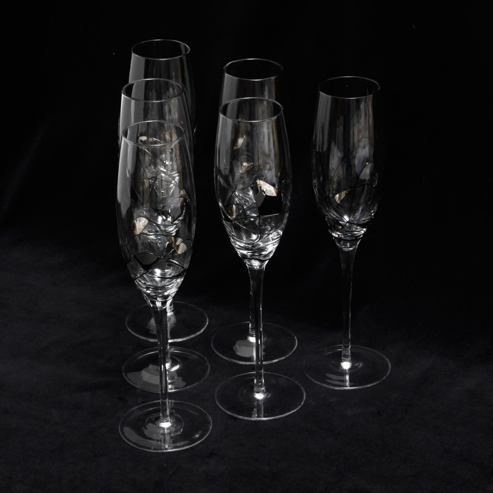 Hand Blown Romanian Platinum Champagne Flutes » KodeStore.co.uk