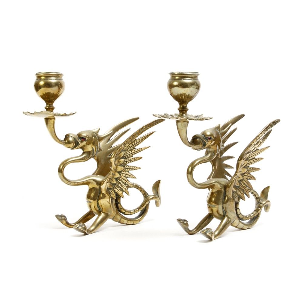 Tiffany Style Brass Dragon Candlesticks / Chambersticks » KodeStore.co.uk