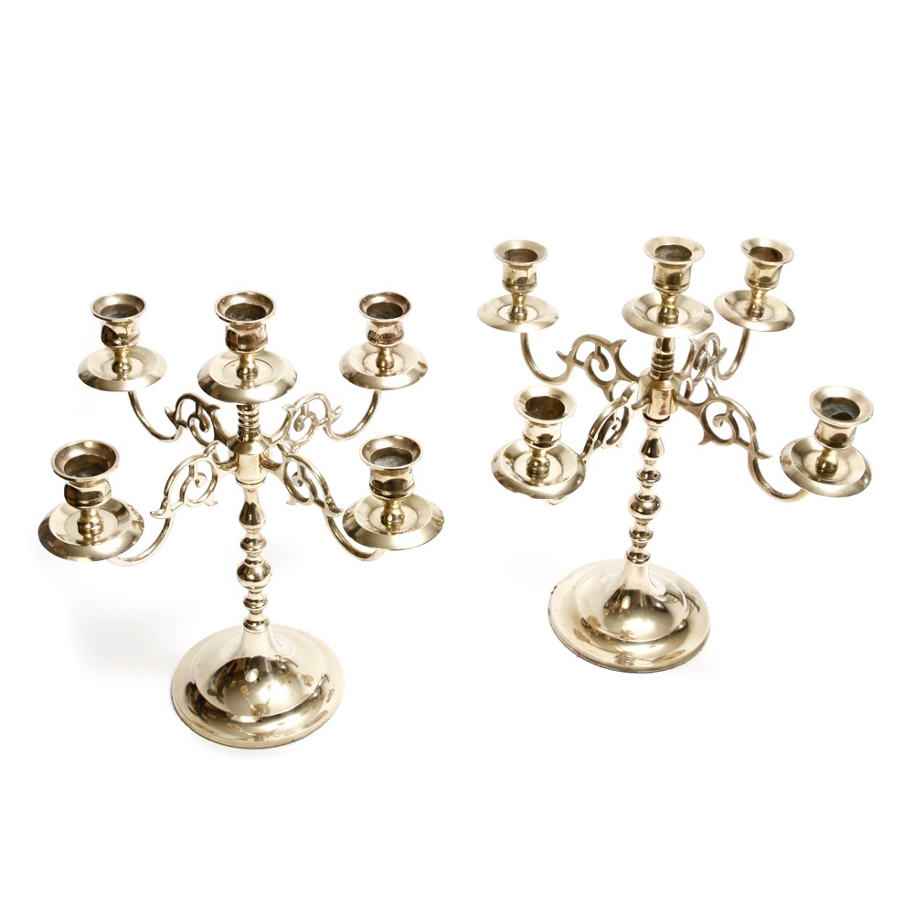 A Pair of Gothic Style Brass Candelabras » KodeStore.co.uk