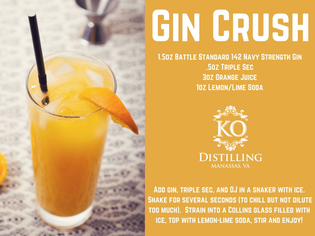 Gin Crush KO Distilling Craft Spirits Cocktails