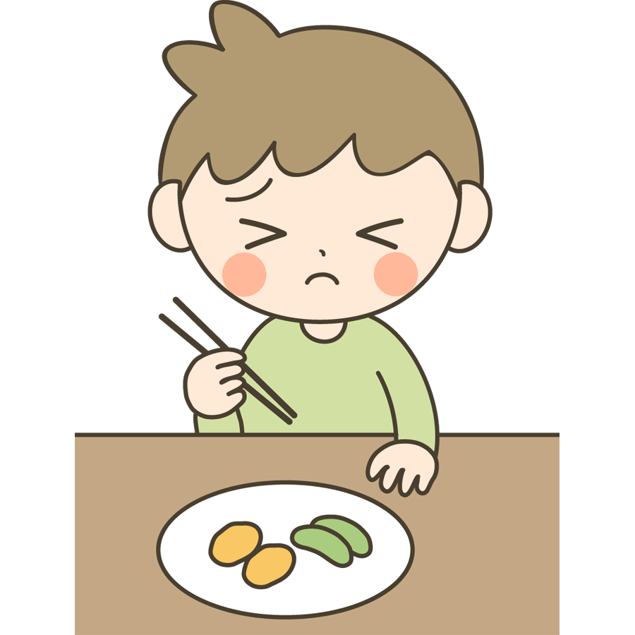 嫌い – イラストストック「時短だ」 食べ物の好き嫌いをする子供のかわいいイラスト画像素材（無料、フリー）