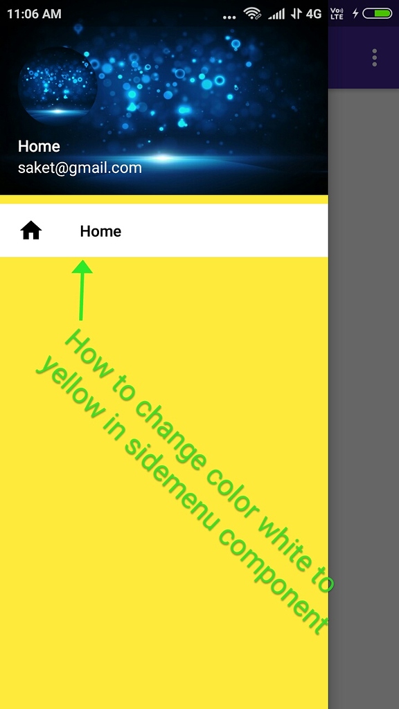How to change color of sidebar from white to yellow as shown in image