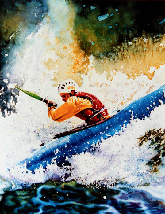 Whitewater Kayak Painting Wild River Kayaking Art