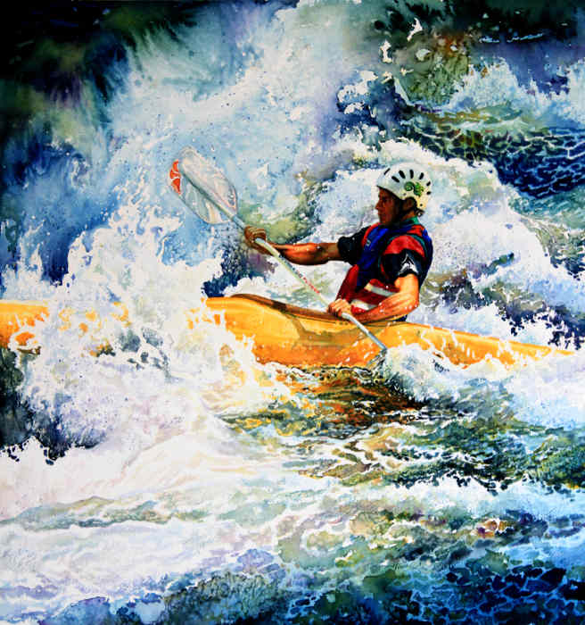 Whitewater kayak painting Kayaking Art