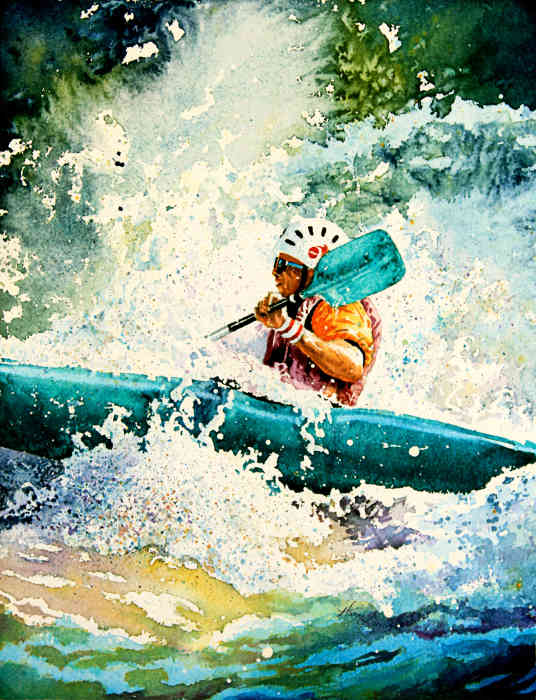 Wild Water Kayaking Art By Hanne Lore Koehler