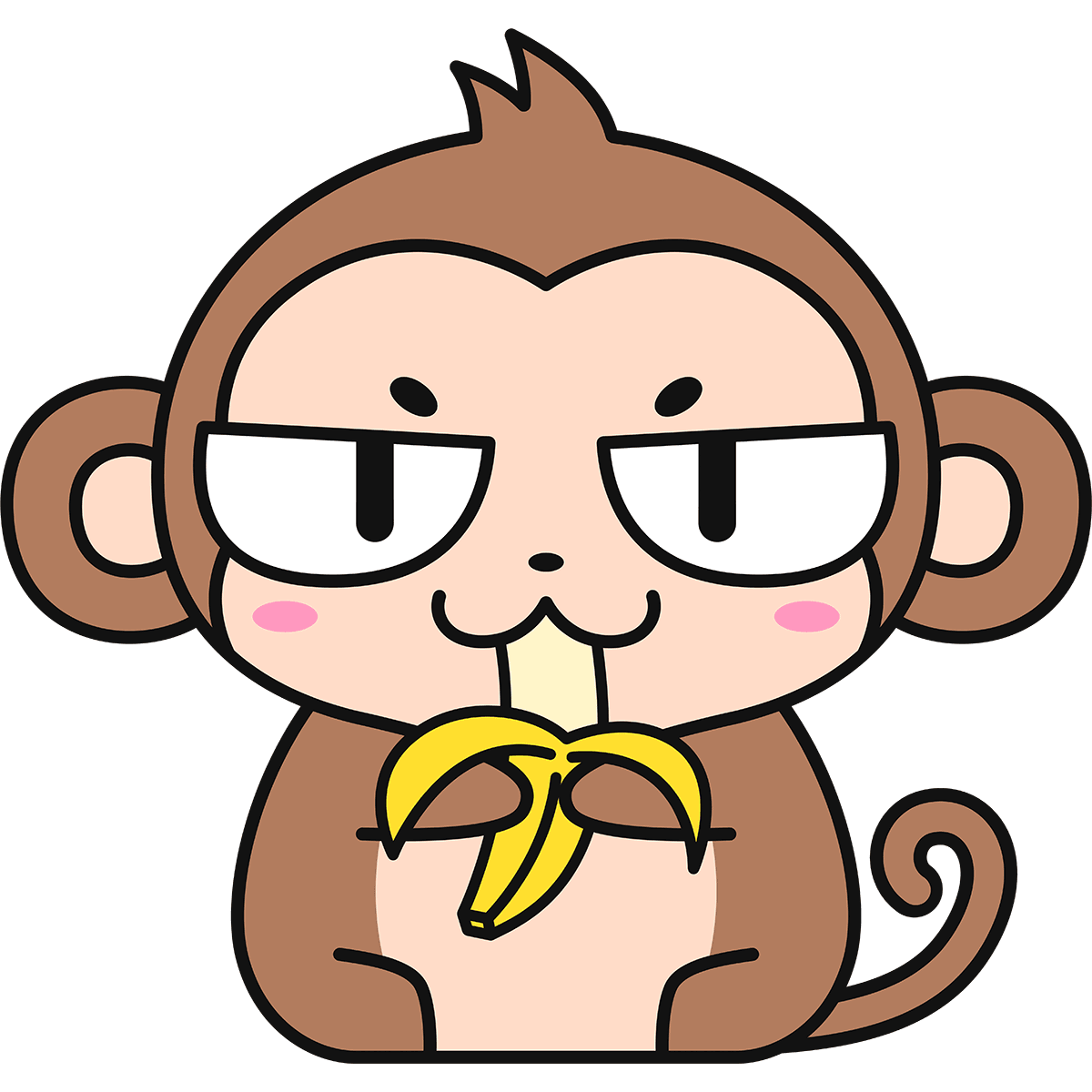 かわいいサル イラスト素材 [ 3627087 ] - フォトライブラリー Photolibrary バナナを食べる猿（猫目） | 無料イラスト＆かわいいフリー素材集 ねこ画伯コハクちゃん