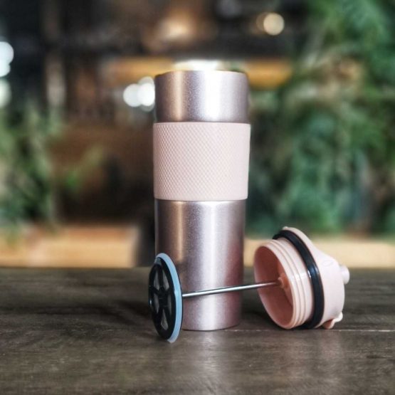 French Press Travel Mug Rose Gold Kohi Coffee Co