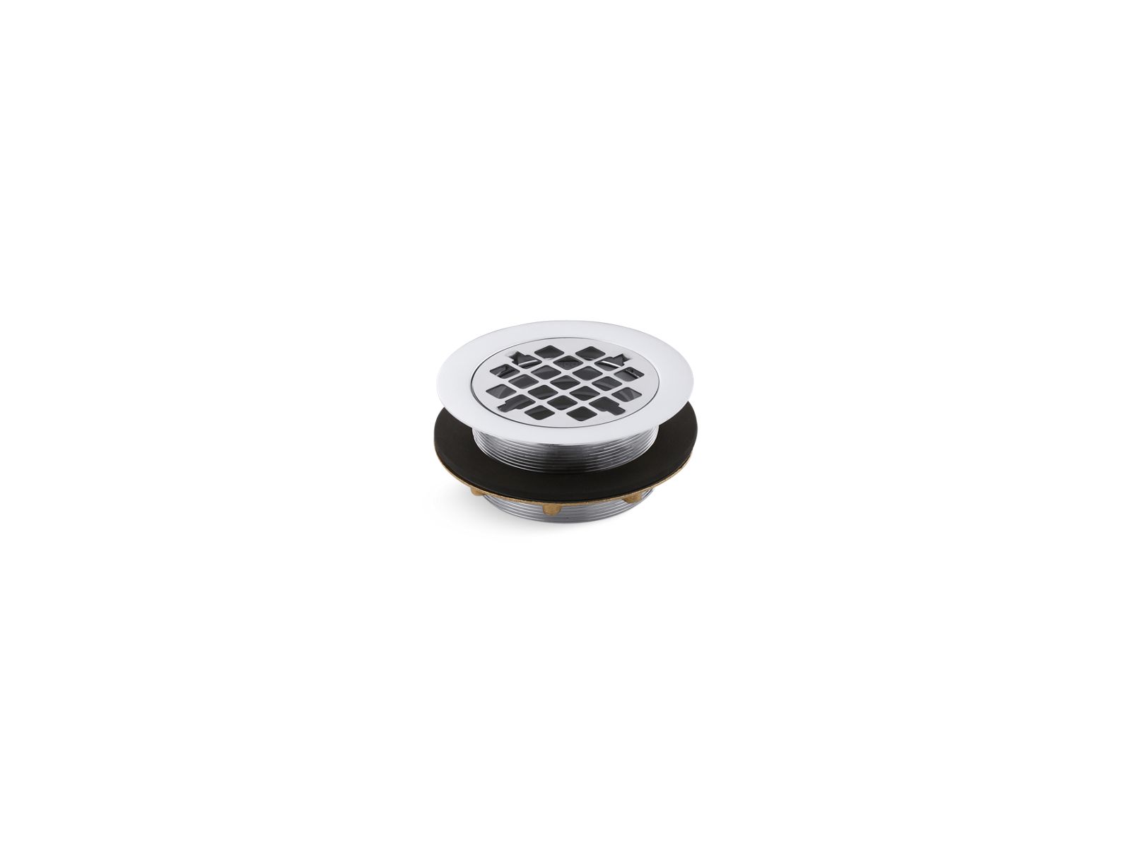 K9132CP Round shower drain for use with plastic pipe, gasket