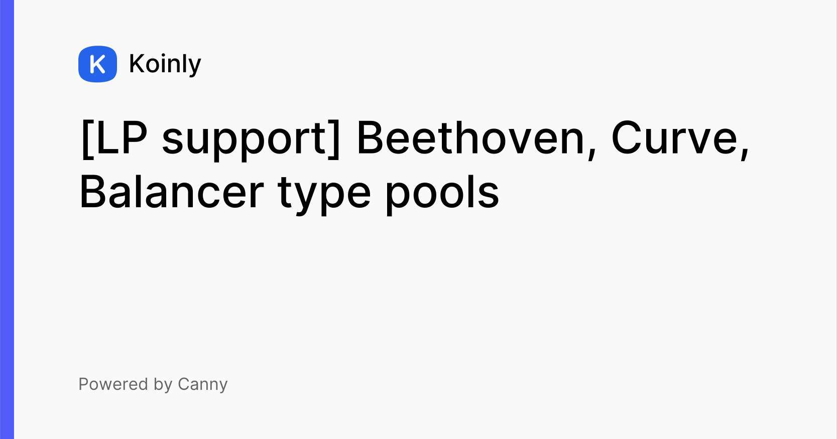 [LP support] Beethoven, Curve, Balancer type pools Feature requests