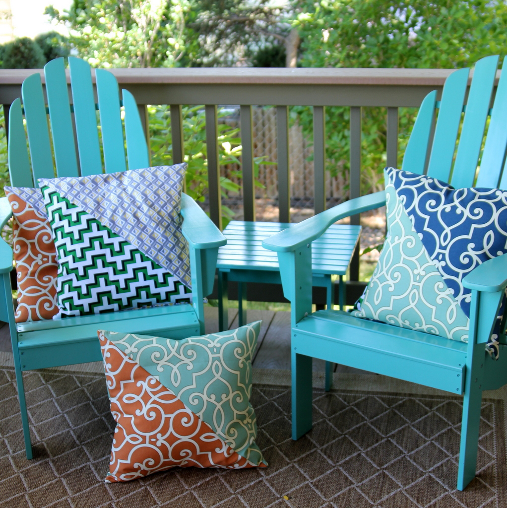 a rainbow of porch pillows