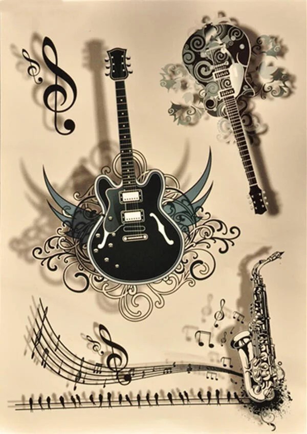 Tattoo instruments de musique 3D Kolawi