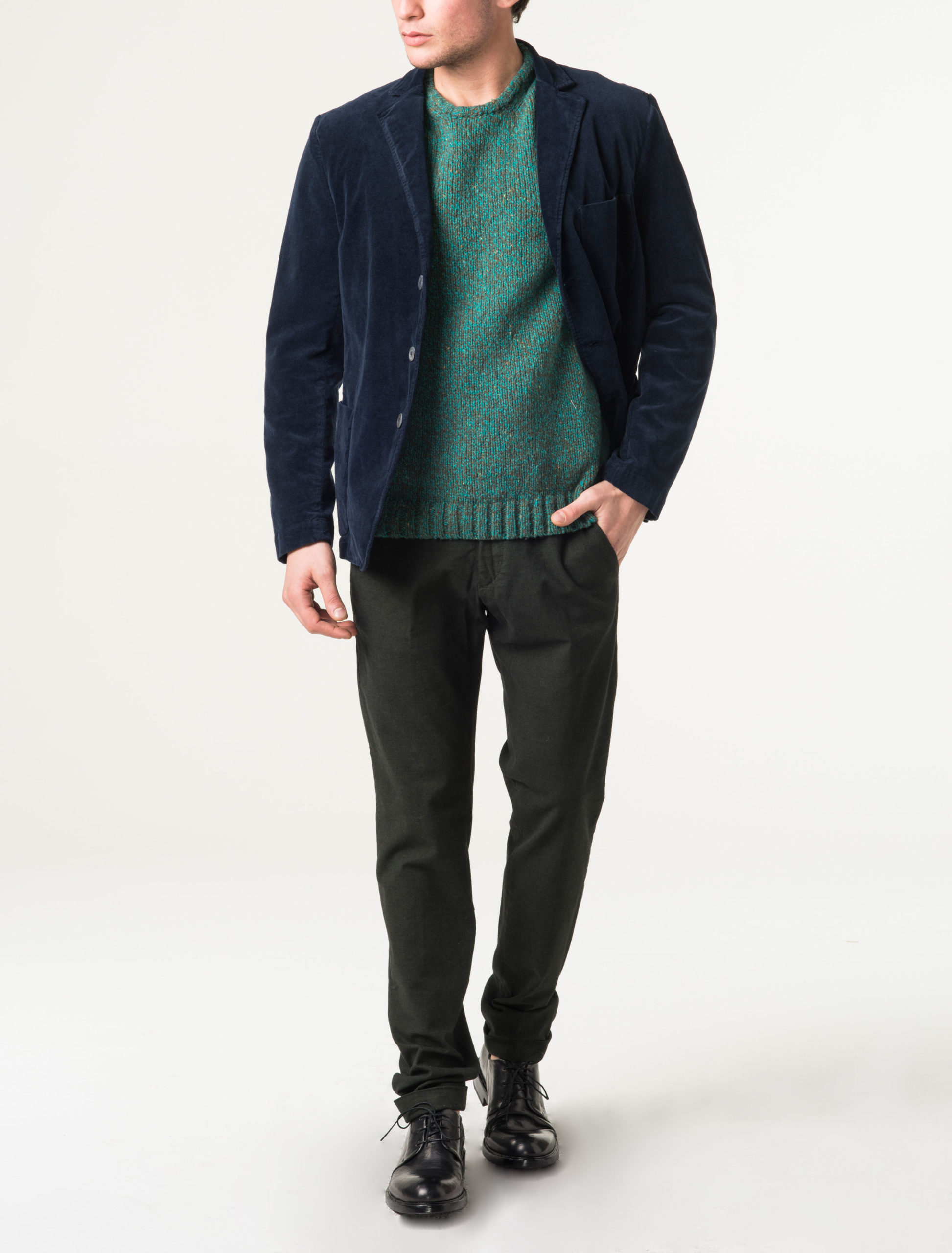 Giacca Velluto Liscio Blu Navy // Kolby