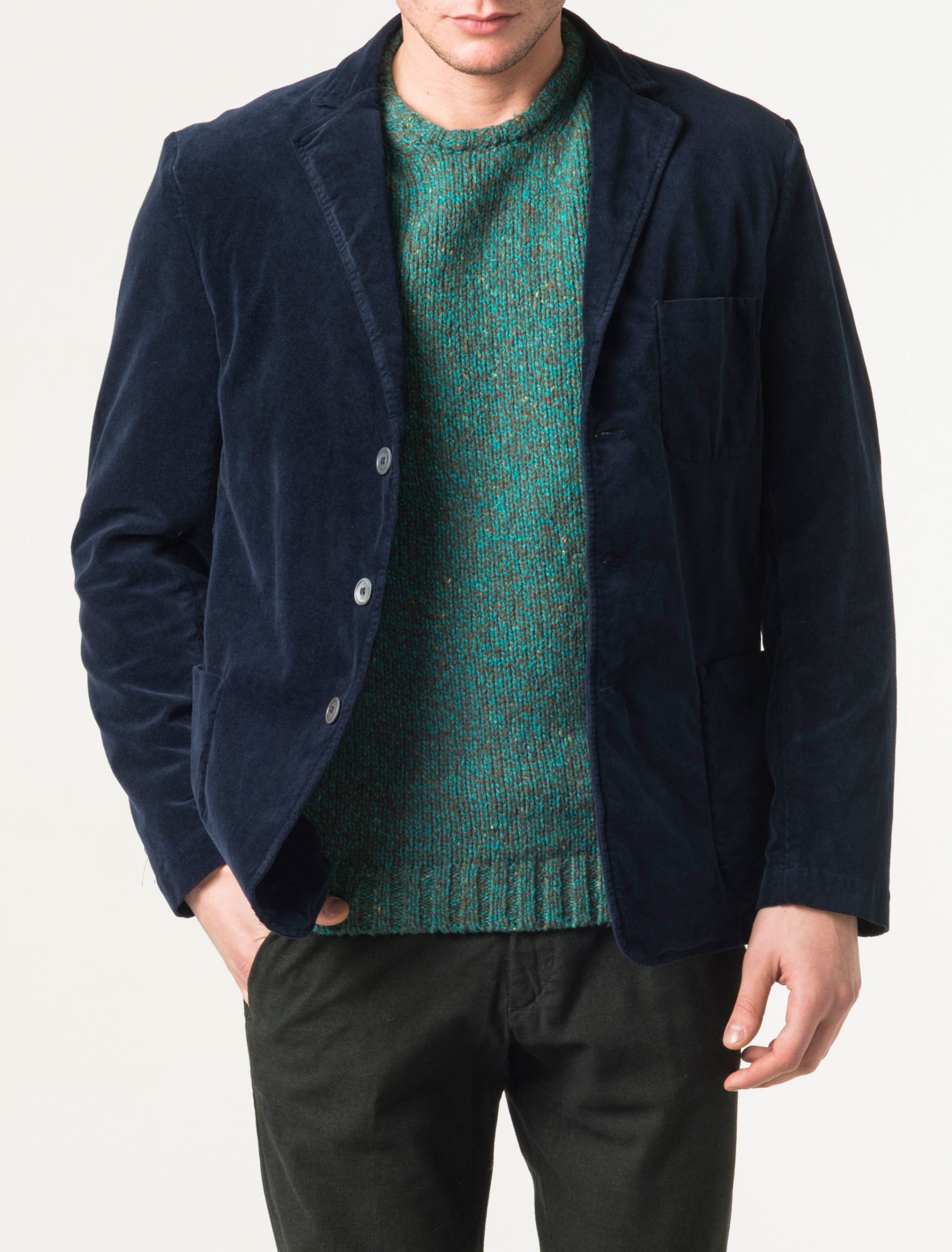 Giacca Velluto Liscio Blu Navy // Kolby