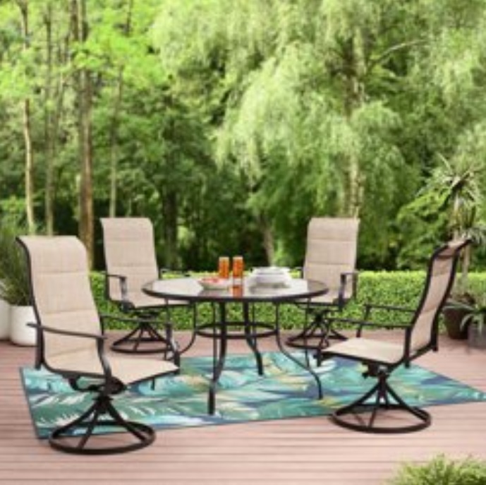 Mainstays Highland Knolls Padded Sling 5 Piece Outdoor Patio Dining Set