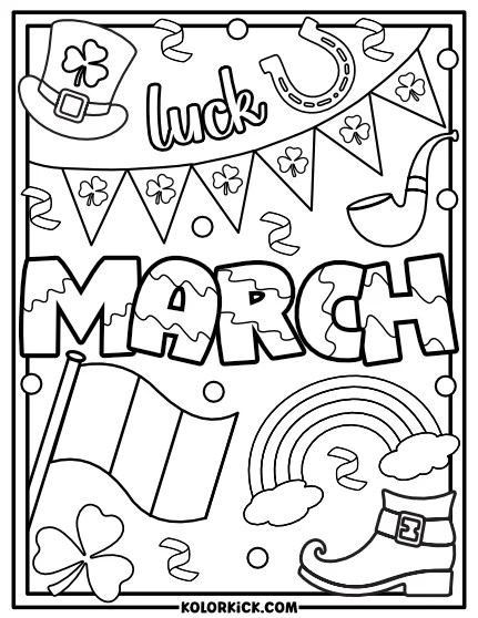Cute March Coloring Pages - (100% Free Printable PDFs)
