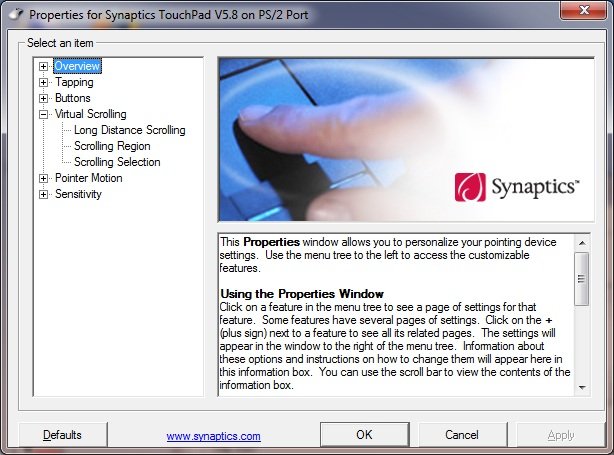 Synaptics Touchpad Driver for Windows 7 kombitz