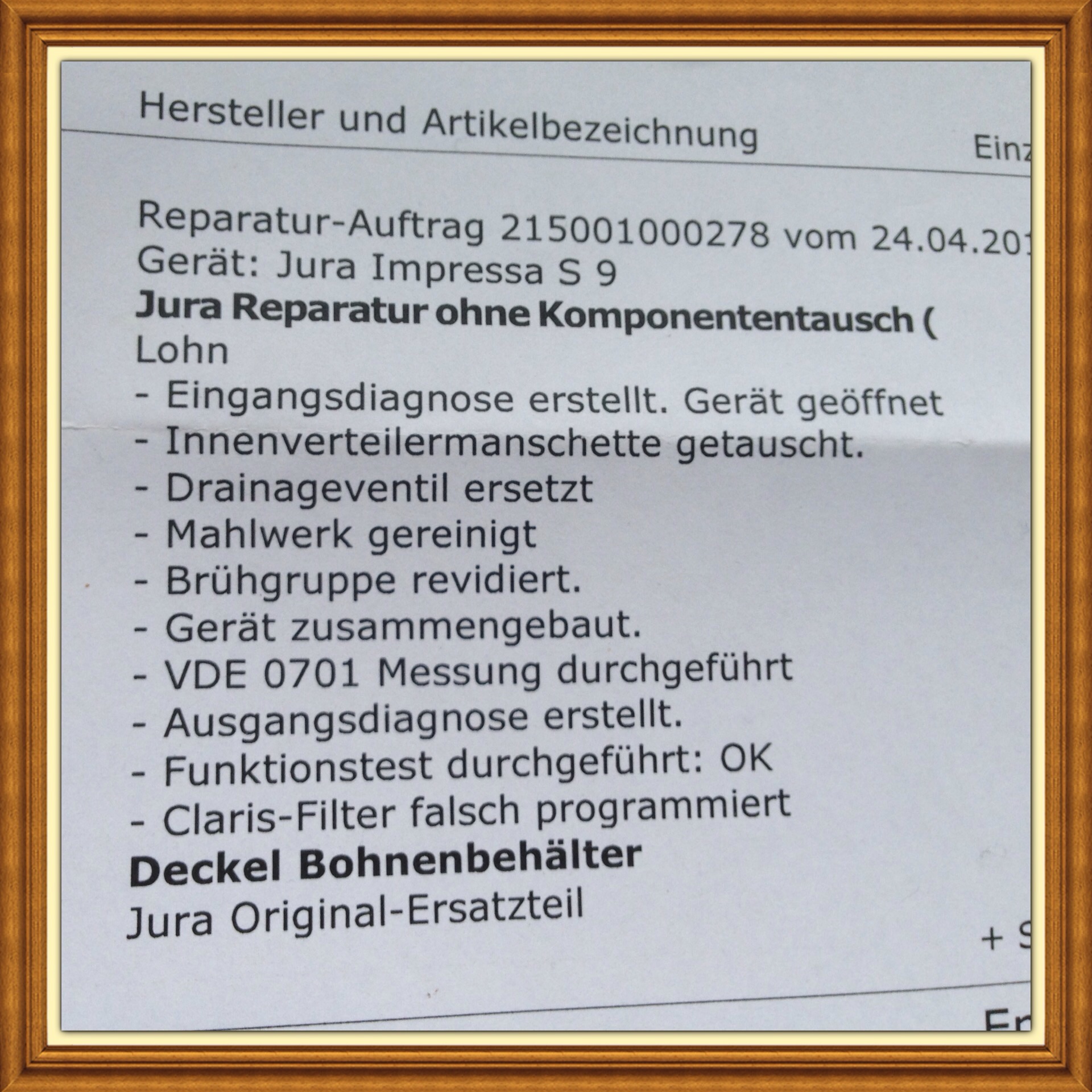 Jura Impressa S9 Trester krümelig, Kaffee schmeckt nicht Jura