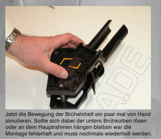 Jura Impressa F50 Brühgruppe hängt nach Zusammenbau Jura