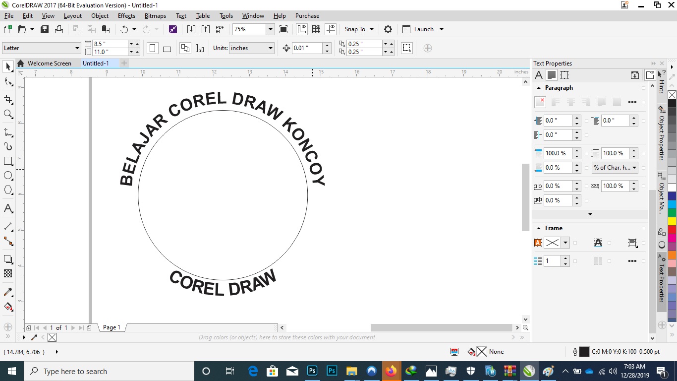 cara membuat tulisan melengkung di corel untuk para pemula