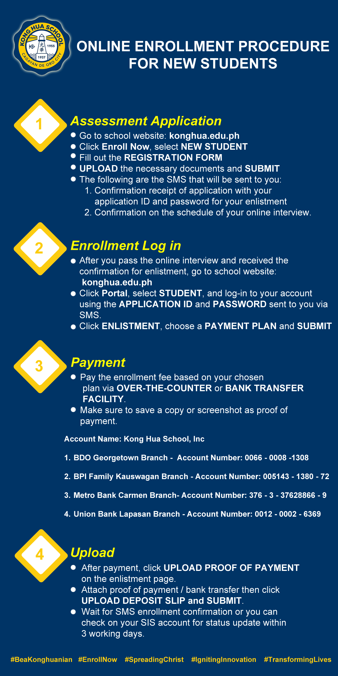 Enrollment Procedure Kong Hua School
