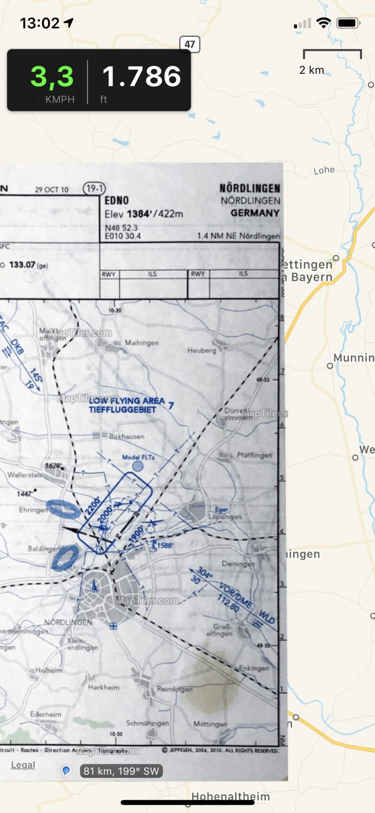 Paper VFR approach chart as GPS Moving Map Konkludenz