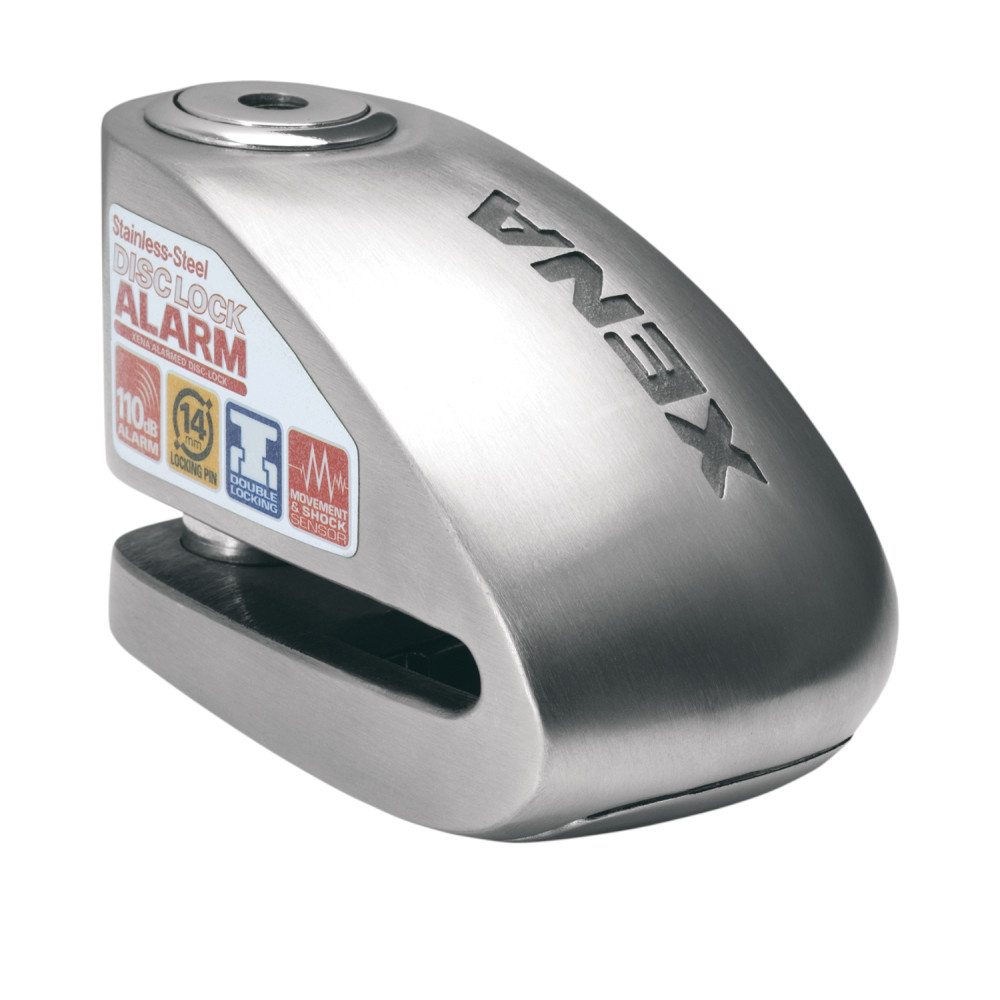 Xena XX14SS Stainless Disk Lock with Alarm 14mm Pin Konquer Motorcycles
