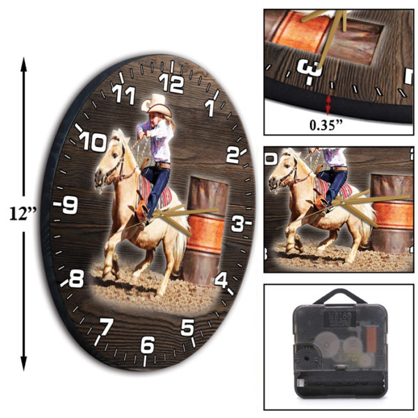 Personalized Photo Barrel Racing Wooden Wall Clock KoolKool