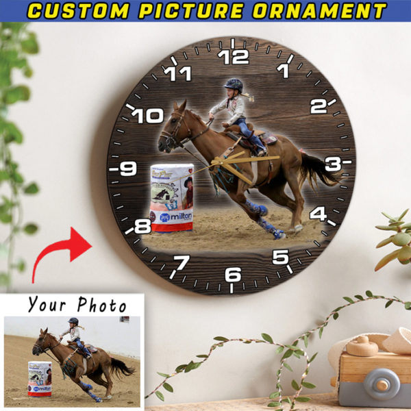Personalized Photo Barrel Racing Wooden Wall Clock KoolKool