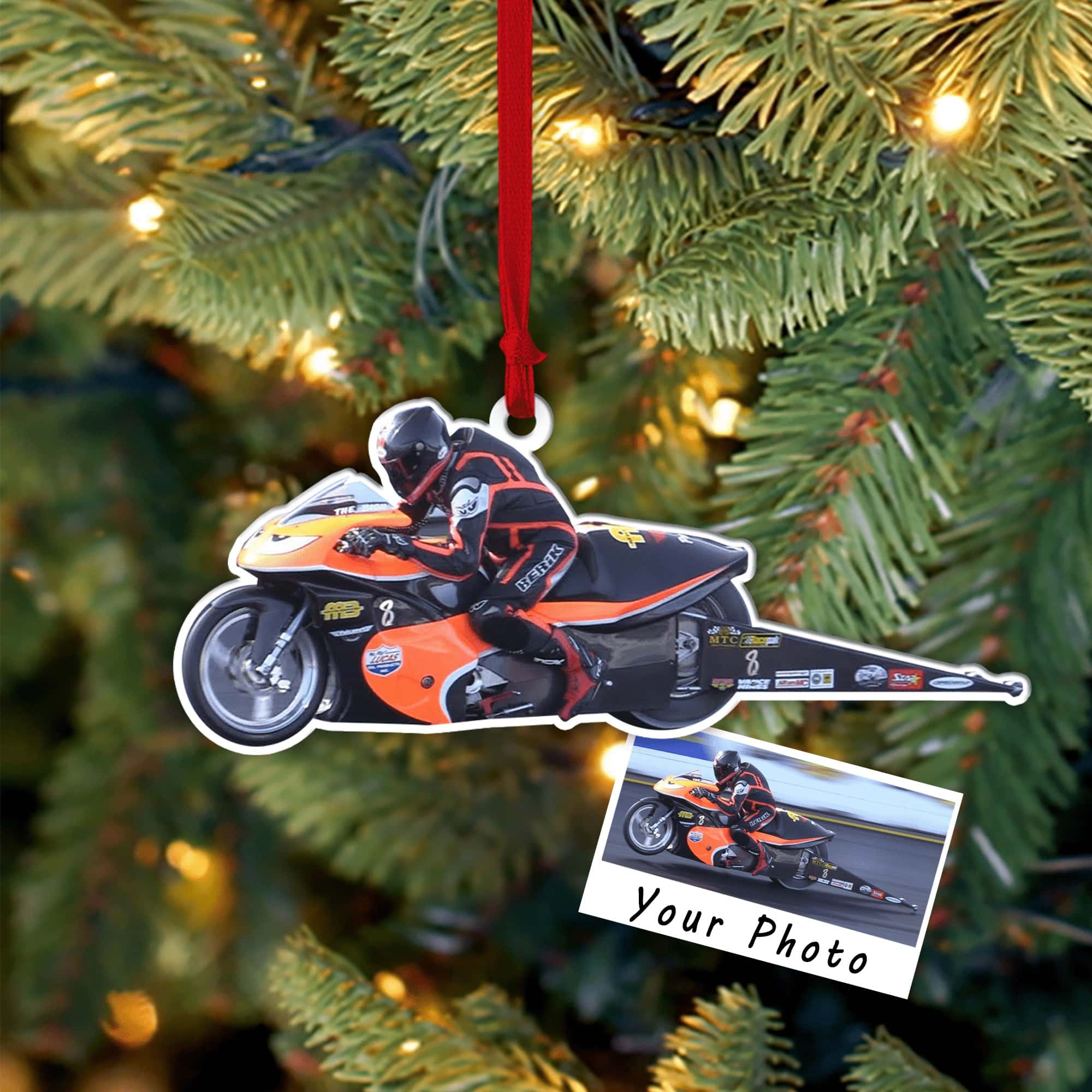 Personalized Photo Drag Racing Christmas Ornament KoolKool