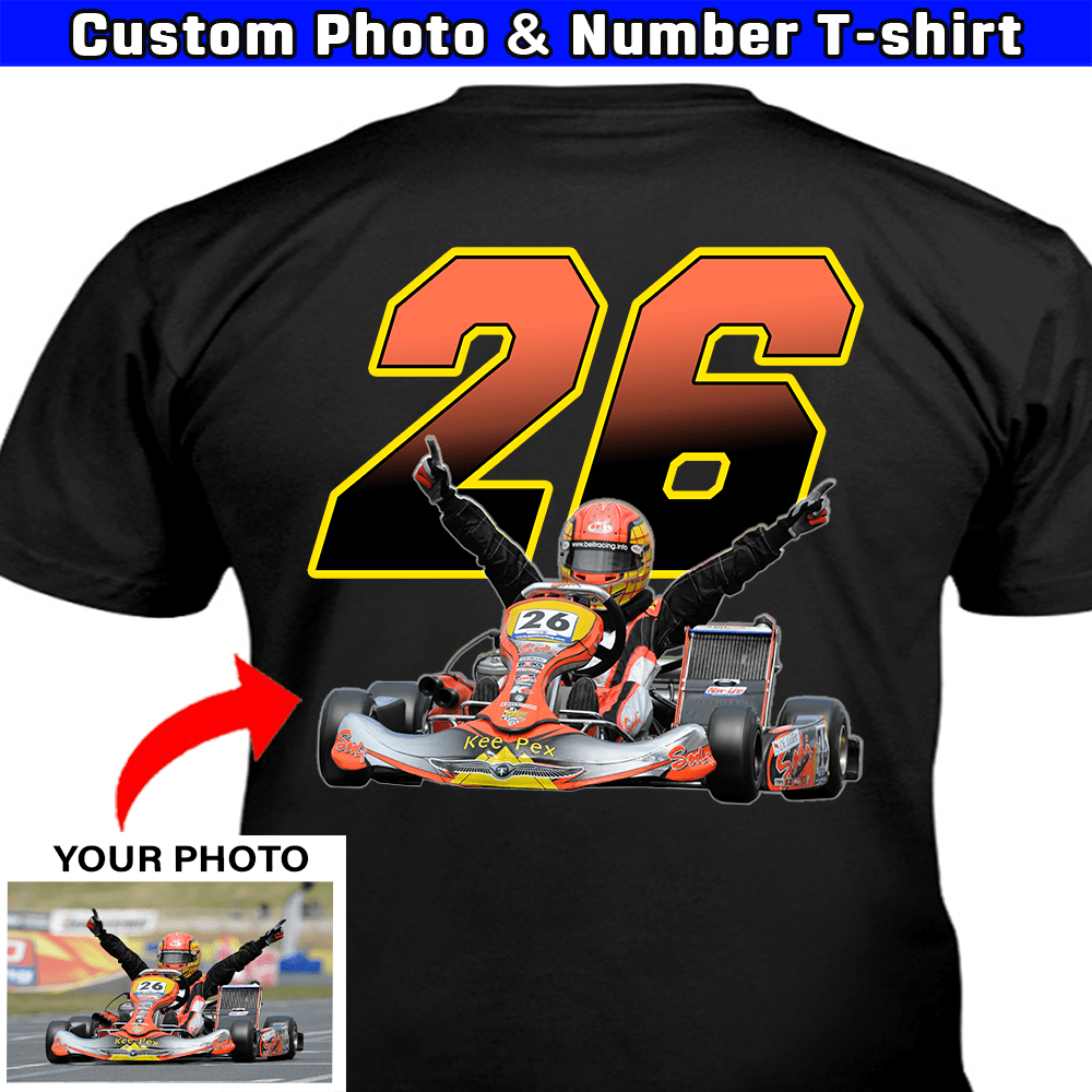 Go Kart Racing Personalized Photo&Number Tshirt (BK311) KoolKool