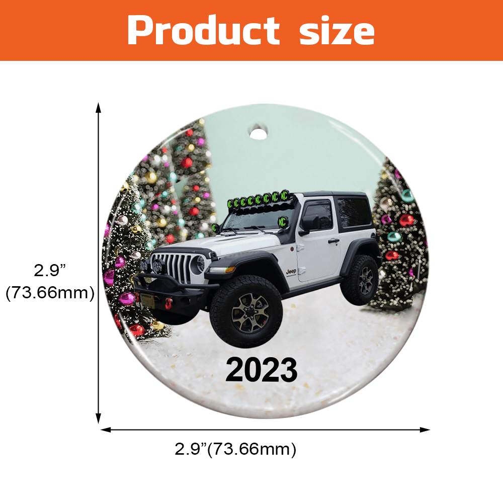 Personalized Photo Jeep Lovers Ceramic Ornament, Jeep Christmas tree