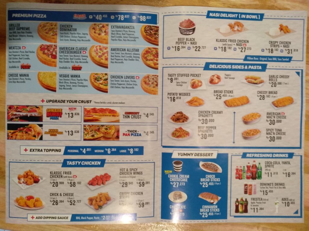 Harga dan Menu Domino's Pizza Terbaru Lengkap dengan Gambar Wisata